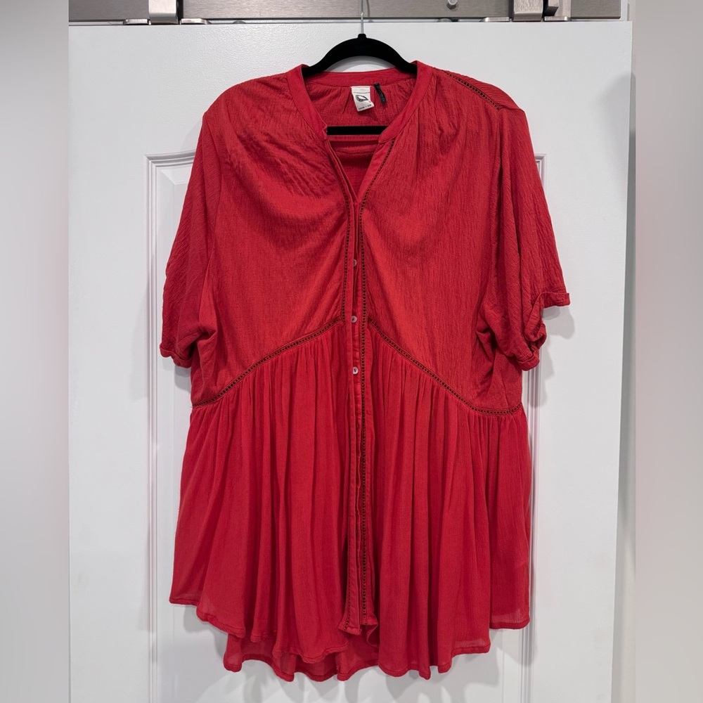 Anthropologie Akemi + Kin Veria Button Down Swing Blouse Top Size XL